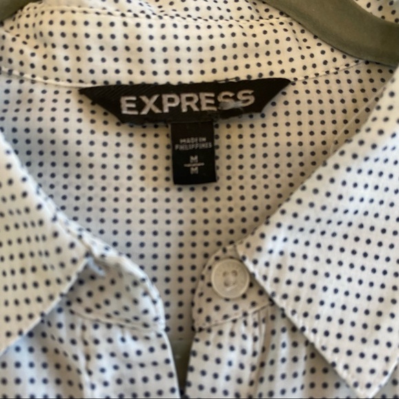 Express Polka Dot Long Sleeve Button Up Top- MEDIUM - Picture 6 of 6